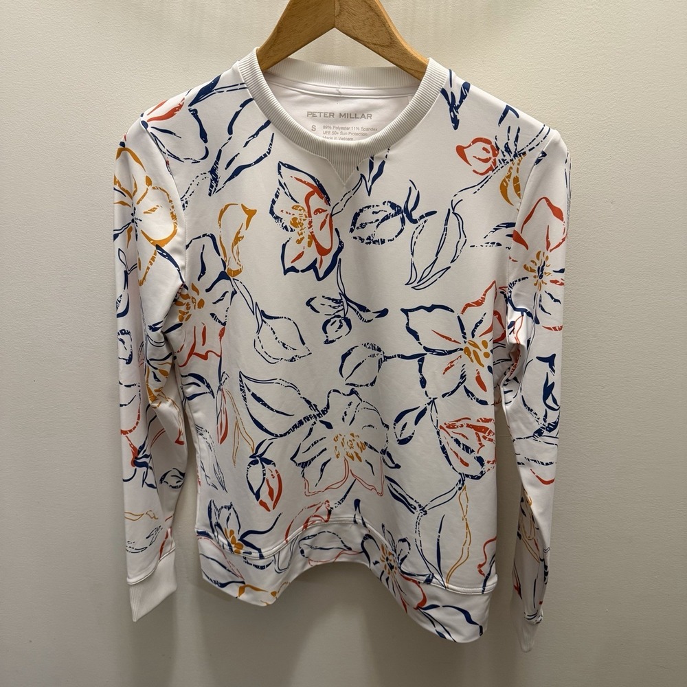 Peter Millar Womens Birdie Multi Floral Sport Performance Sweatshirt Golf NWOT S